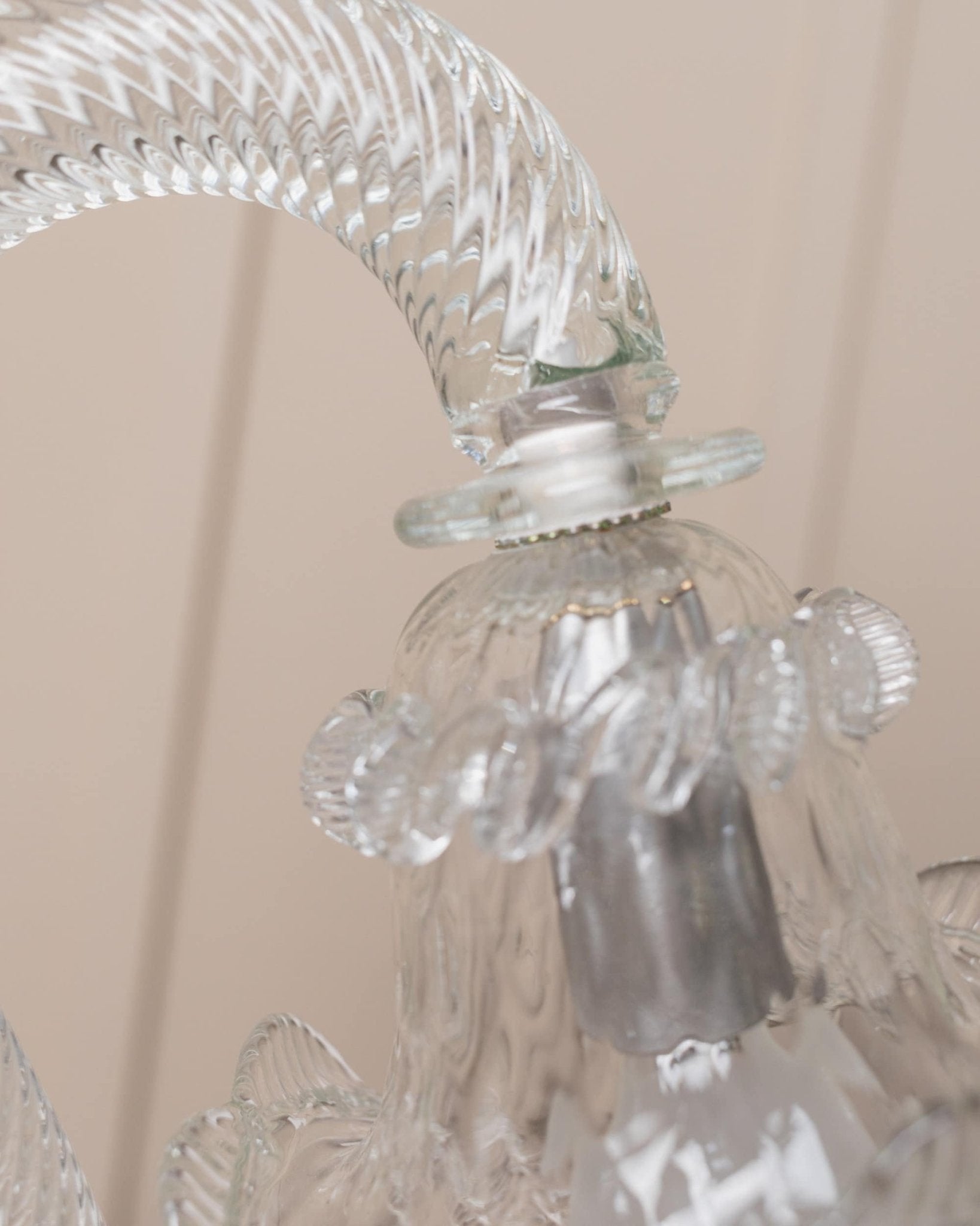 Vintage Murano glass table lamp 1950s - curved Murano glass - Hollywood Regency style - Italy - Bottega Jacobs