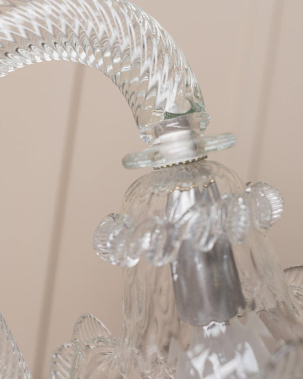 Vintage Murano glass table lamp 1950s - curved Murano glass - Hollywood Regency style - Italy - Bottega Jacobs