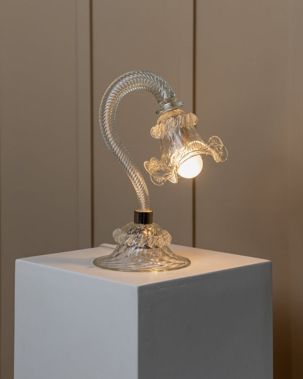 Vintage Murano glass table lamp 1950s - curved Murano glass - Hollywood Regency style - Italy - Bottega Jacobs