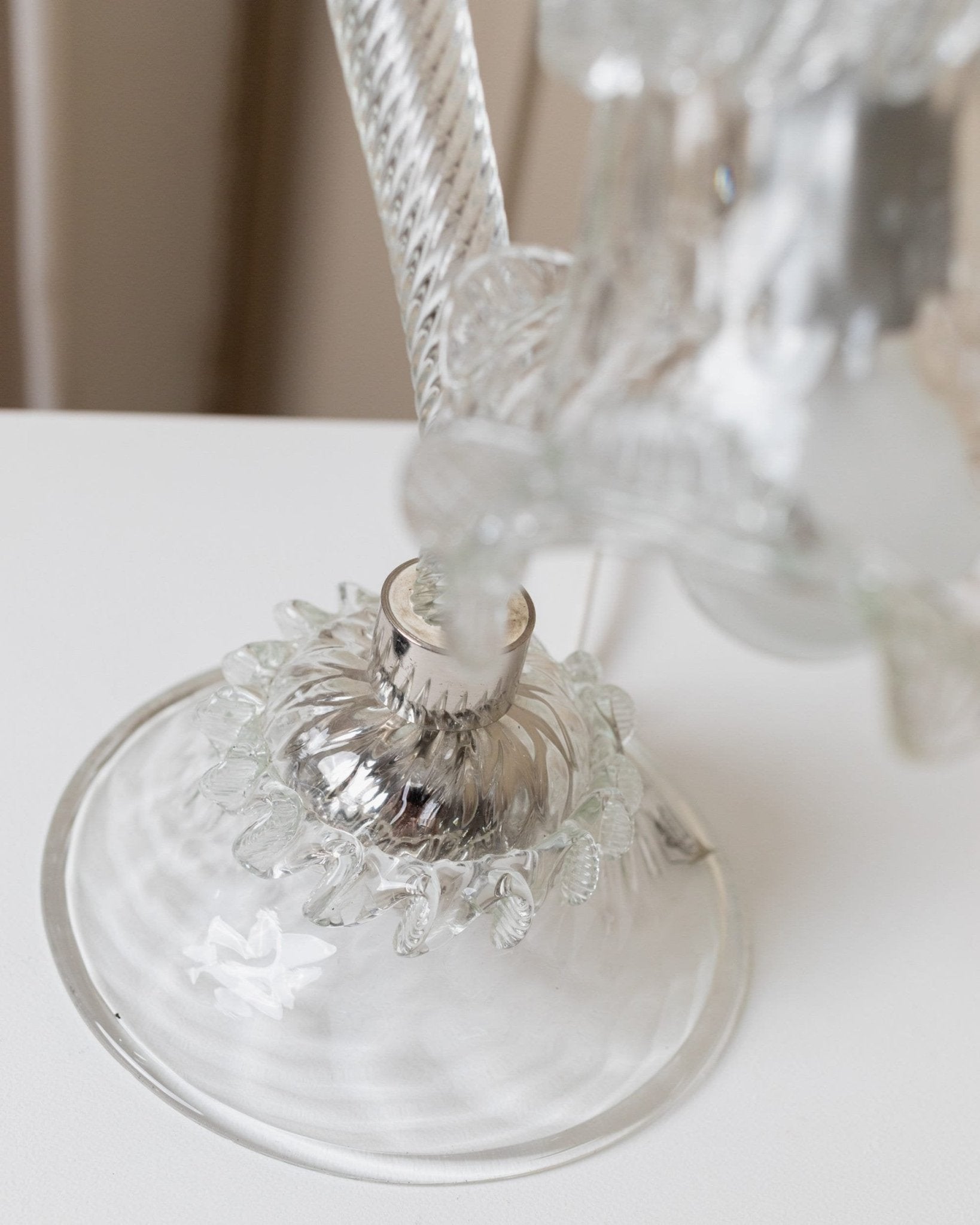 Vintage Murano glass table lamp 1950s - curved Murano glass - Hollywood Regency style - Italy - Bottega Jacobs