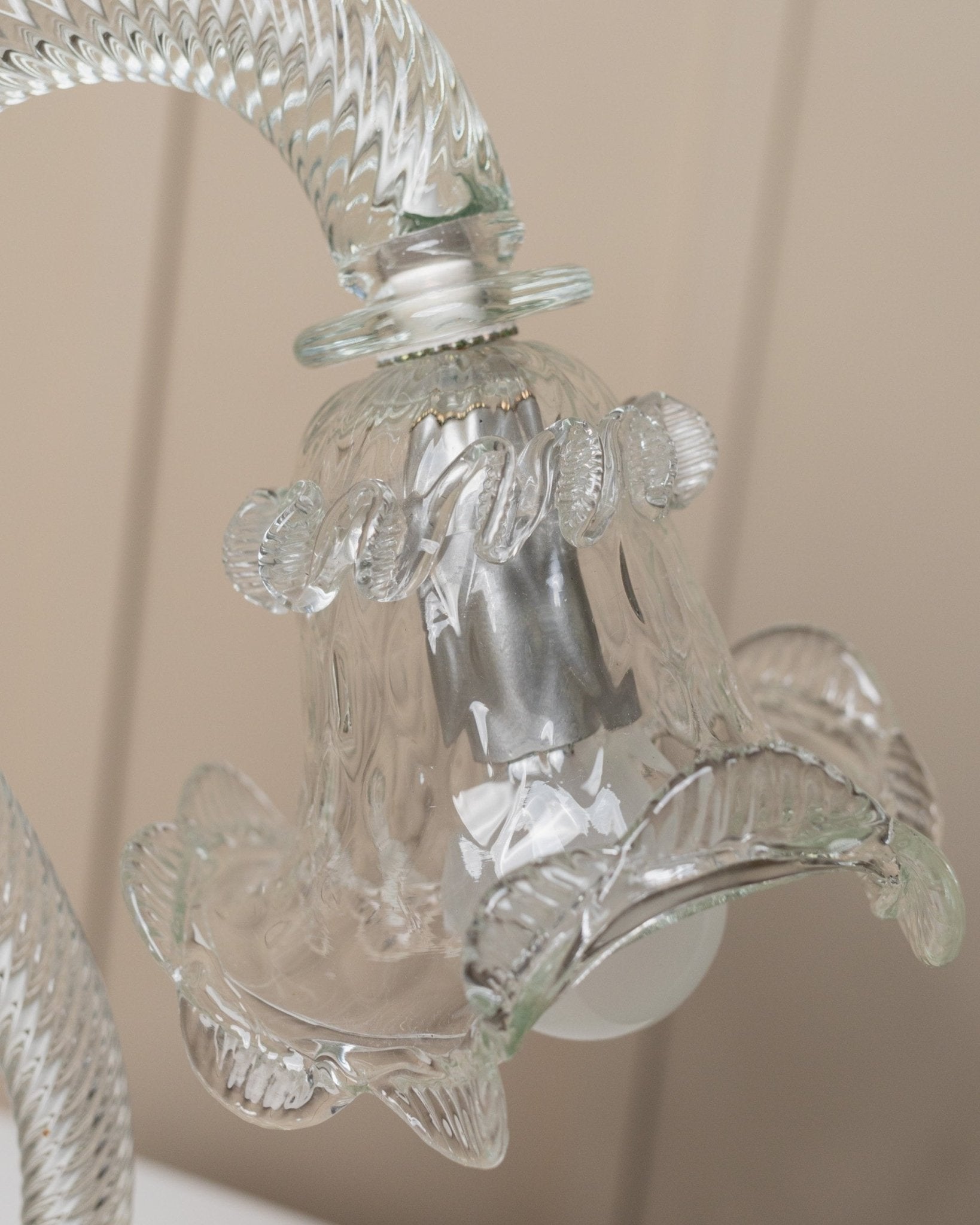 Vintage Murano glass table lamp 1950s - curved Murano glass - Hollywood Regency style - Italy - Bottega Jacobs
