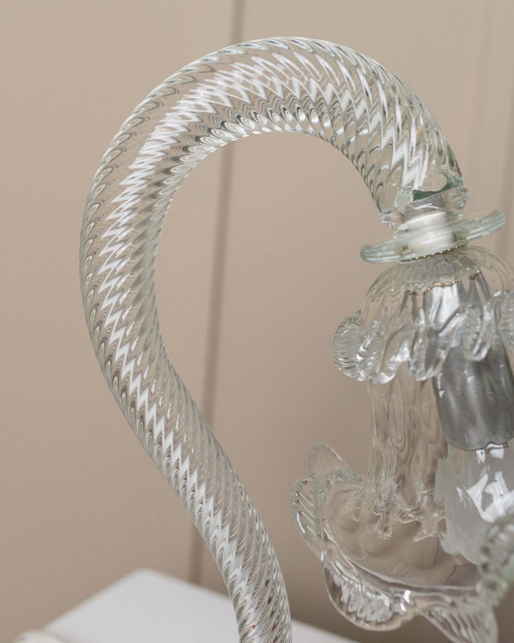 Vintage Murano glass table lamp 1950s - curved Murano glass - Hollywood Regency style - Italy - Bottega Jacobs