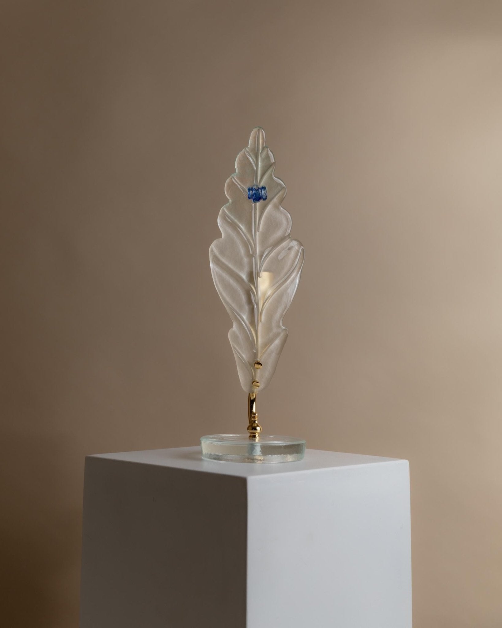 Vintage Murano Glass Table Lamp – Leaf Shaped Glass with blue Details – Italy 1980s Design – Elegant Home Decor, Bedside Lamps, Gift Idea_Bottega Jacobs