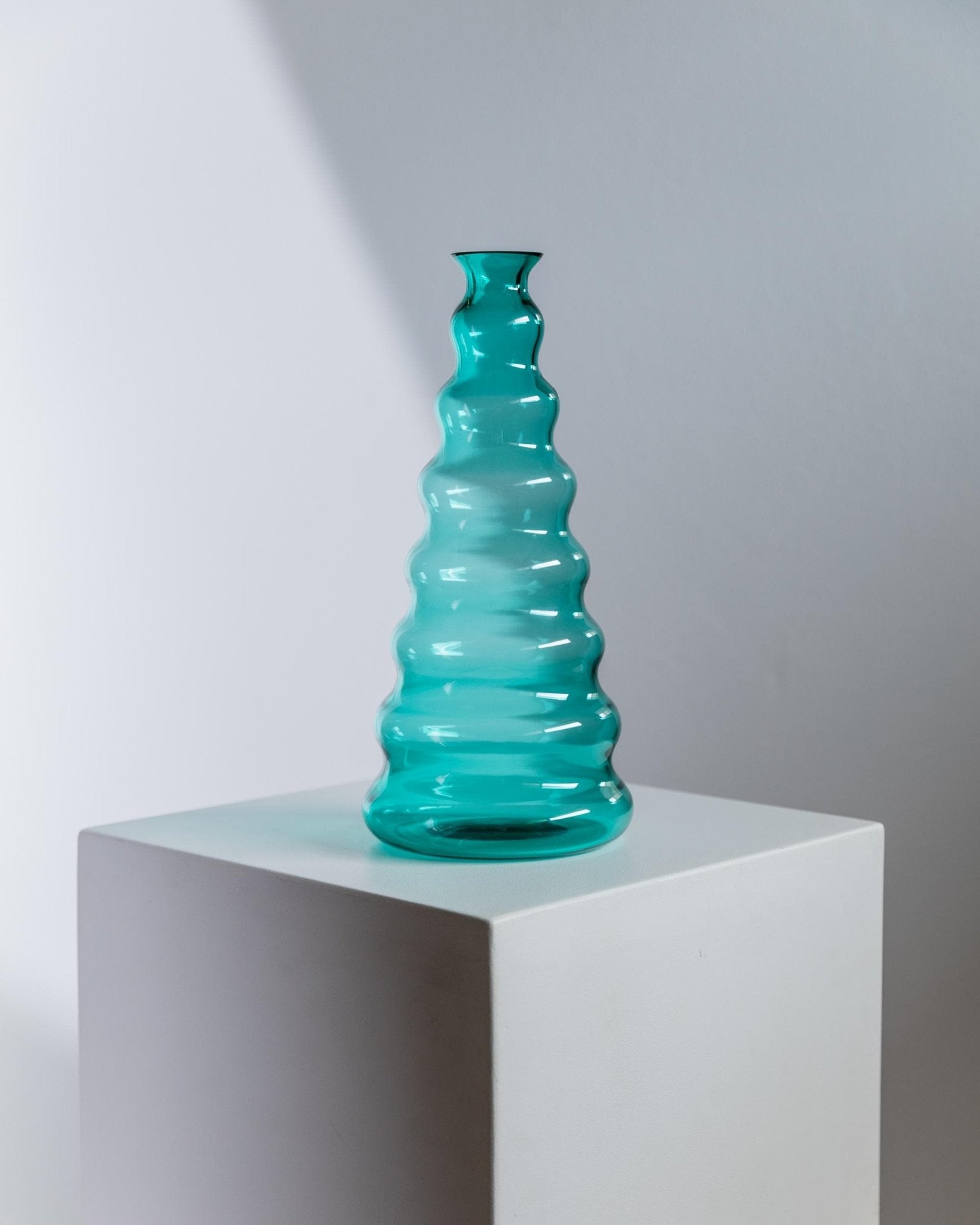 Vintage Murano glass vase by Enrico Coveri - Turquoise, wavy bubble shape - Design Italy 1980s - Gift idea, retro decoration Poppy_Bottega Jacobs