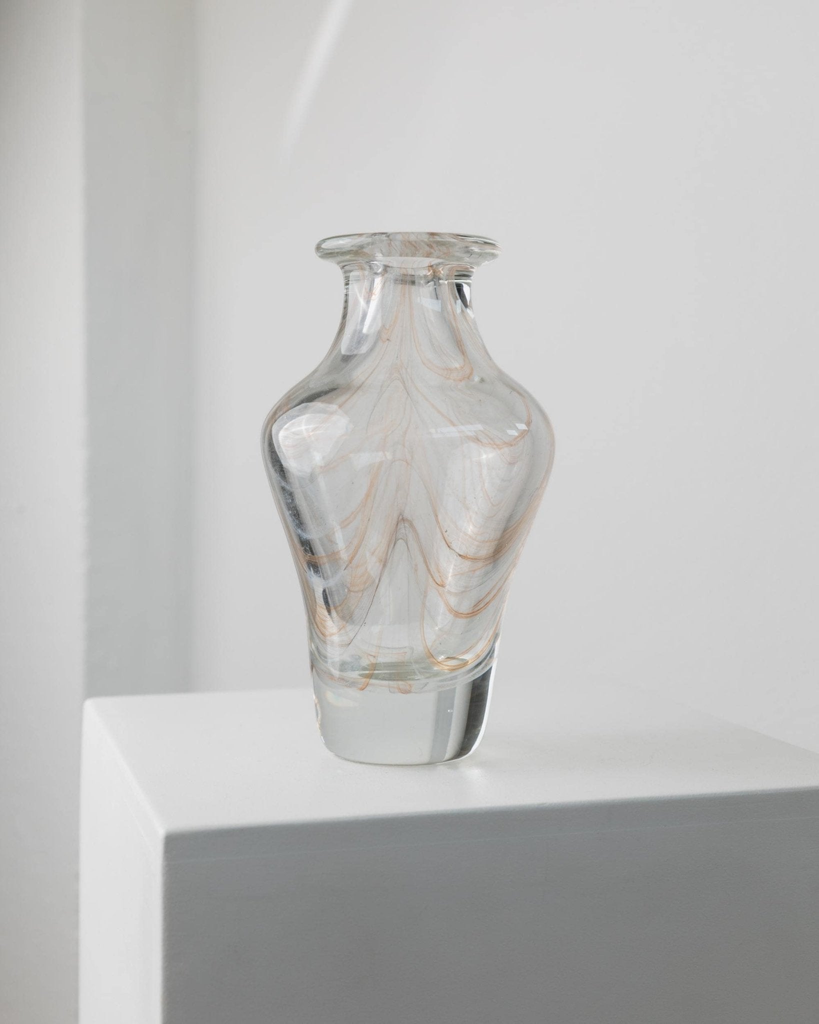 Vintage Murano Glass Vase - Subtle Swirled Clear Glass - Heavy Quality Glass Art - Timeless Design Italy 1970s - Table Decor, Gift Idea_Bottega Jacobs