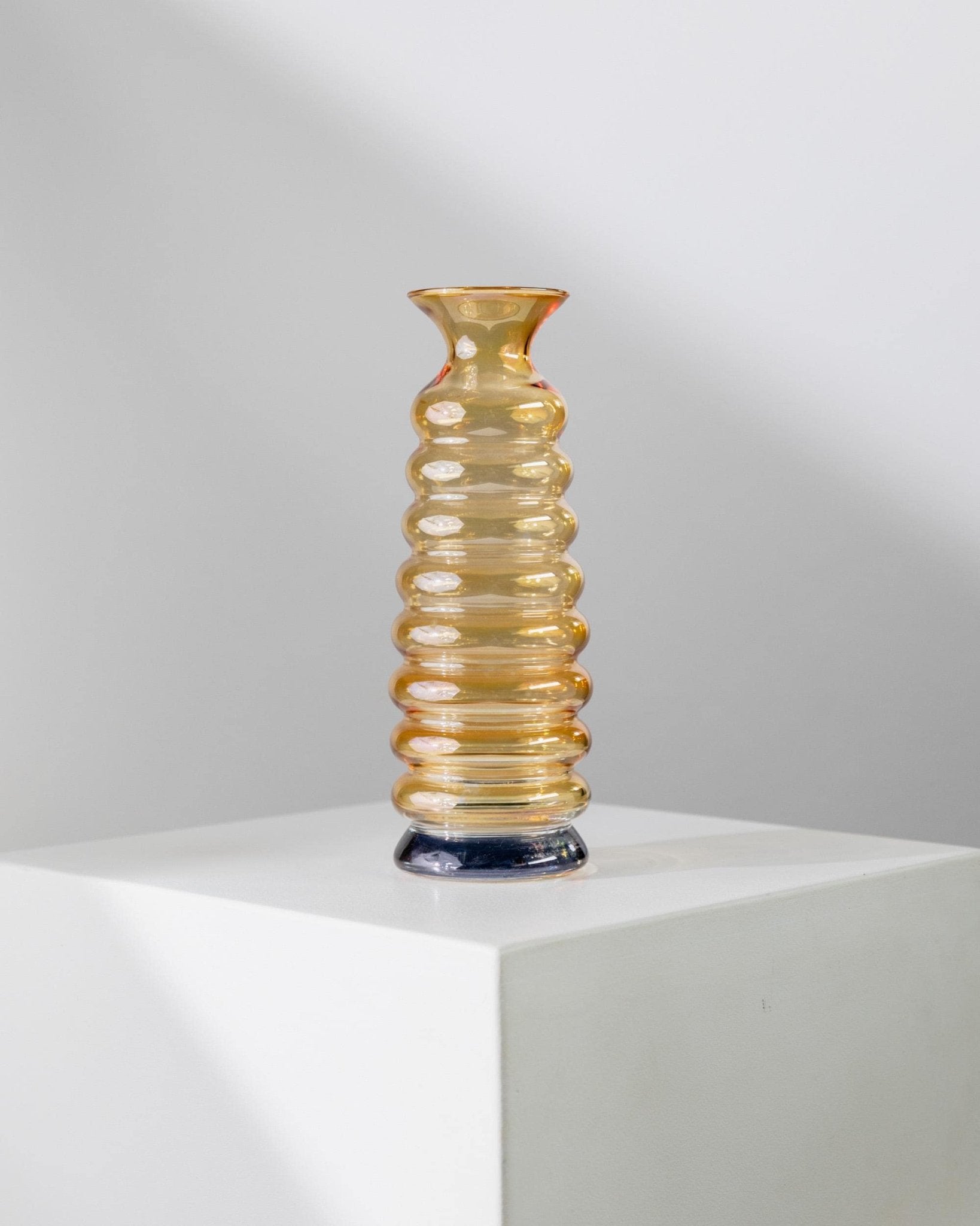 Vintage Murano glass vase - yellow and blue, iridescent, wavy bubble shape - design Italy 1980s - gift idea, retro decoration pop_Bottega Jacobs