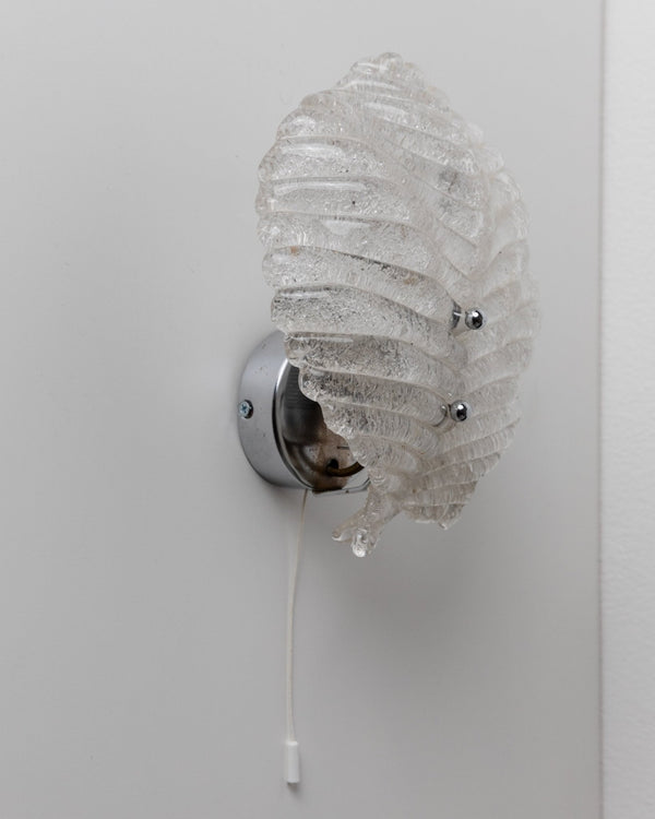 Vintage Murano glass wall lamp for Honsel lamps 1970s - timeless leaf motif, glass and metal - decorative wall lamp, elegant gift - Bottega Jacobs