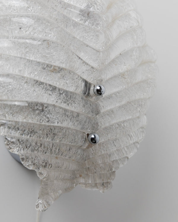 Vintage Murano glass wall lamp for Honsel lamps 1970s - timeless leaf motif, glass and metal - decorative wall lamp, elegant gift - Bottega Jacobs