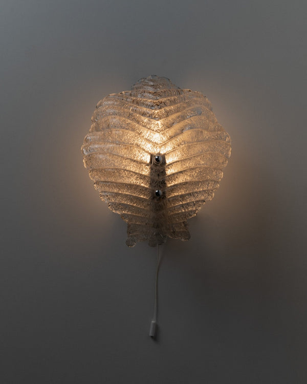 Vintage Murano glass wall lamp for Honsel lamps 1970s - timeless leaf motif, glass and metal - decorative wall lamp, elegant gift - Bottega Jacobs
