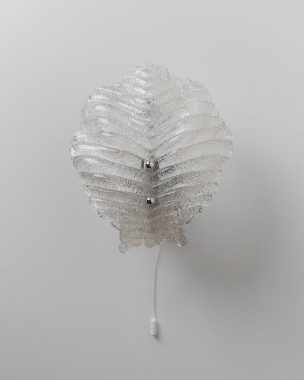 Vintage Murano glass wall lamp for Honsel lamps 1970s - timeless leaf motif, glass and metal - decorative wall lamp, elegant gift - Bottega Jacobs