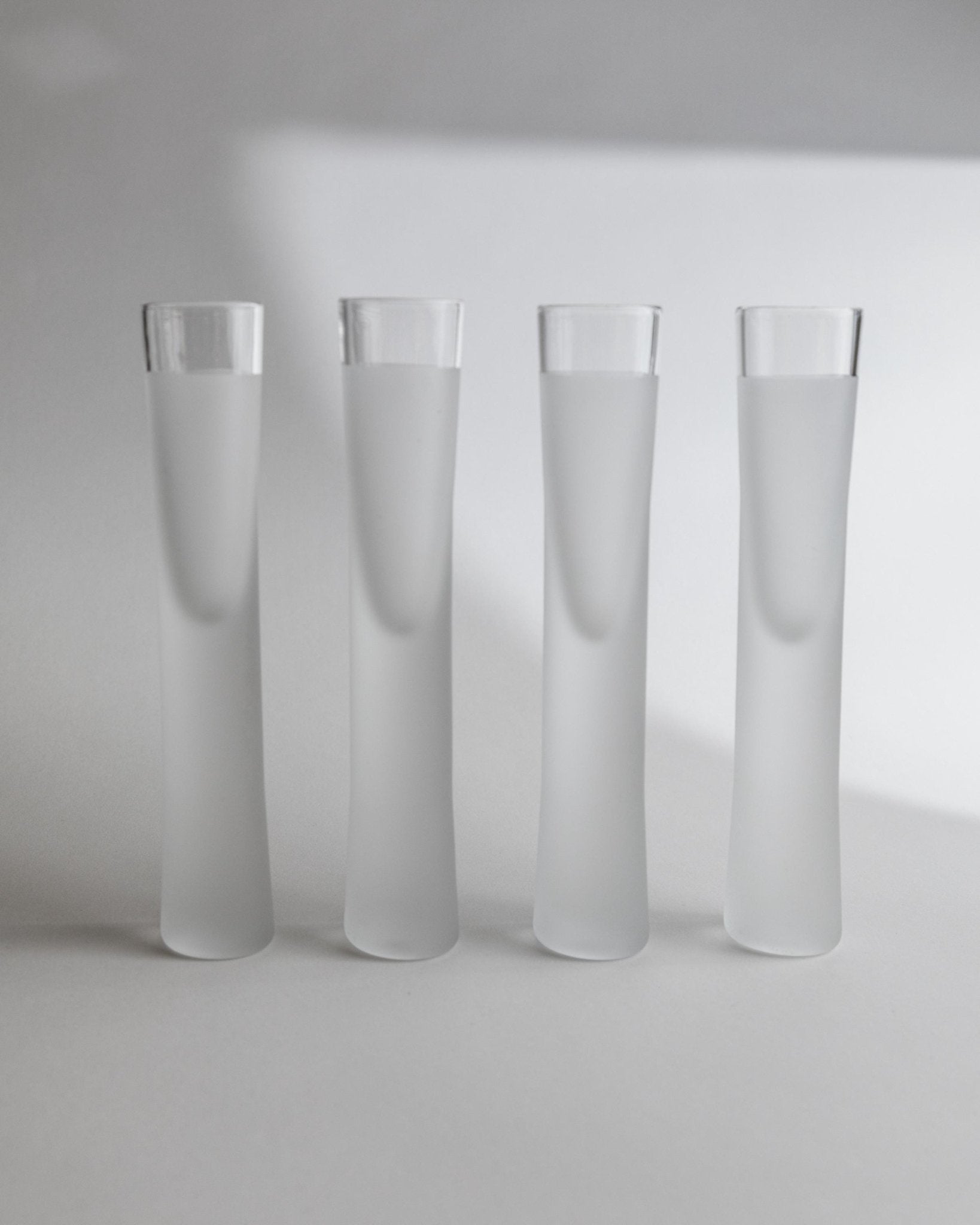 Vintage Murano Liqueur Glasses Set of 4 - Ice Effect, Heavy Tube Design - Italy 1980s - Gift Idea Elegant, Retro Barware Decoration_Bottega Jacobs