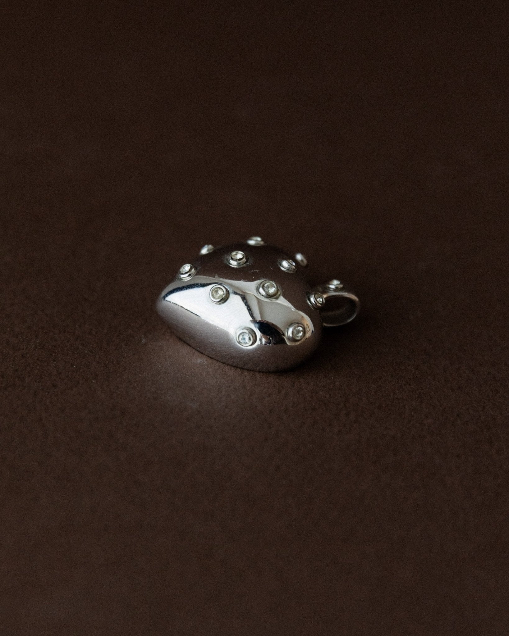 Vintage pendant heart plastic sterling silver - timeless design Italy 1970s - with gemstones retro statement jewellery, gift noble - Bottega Jacobs