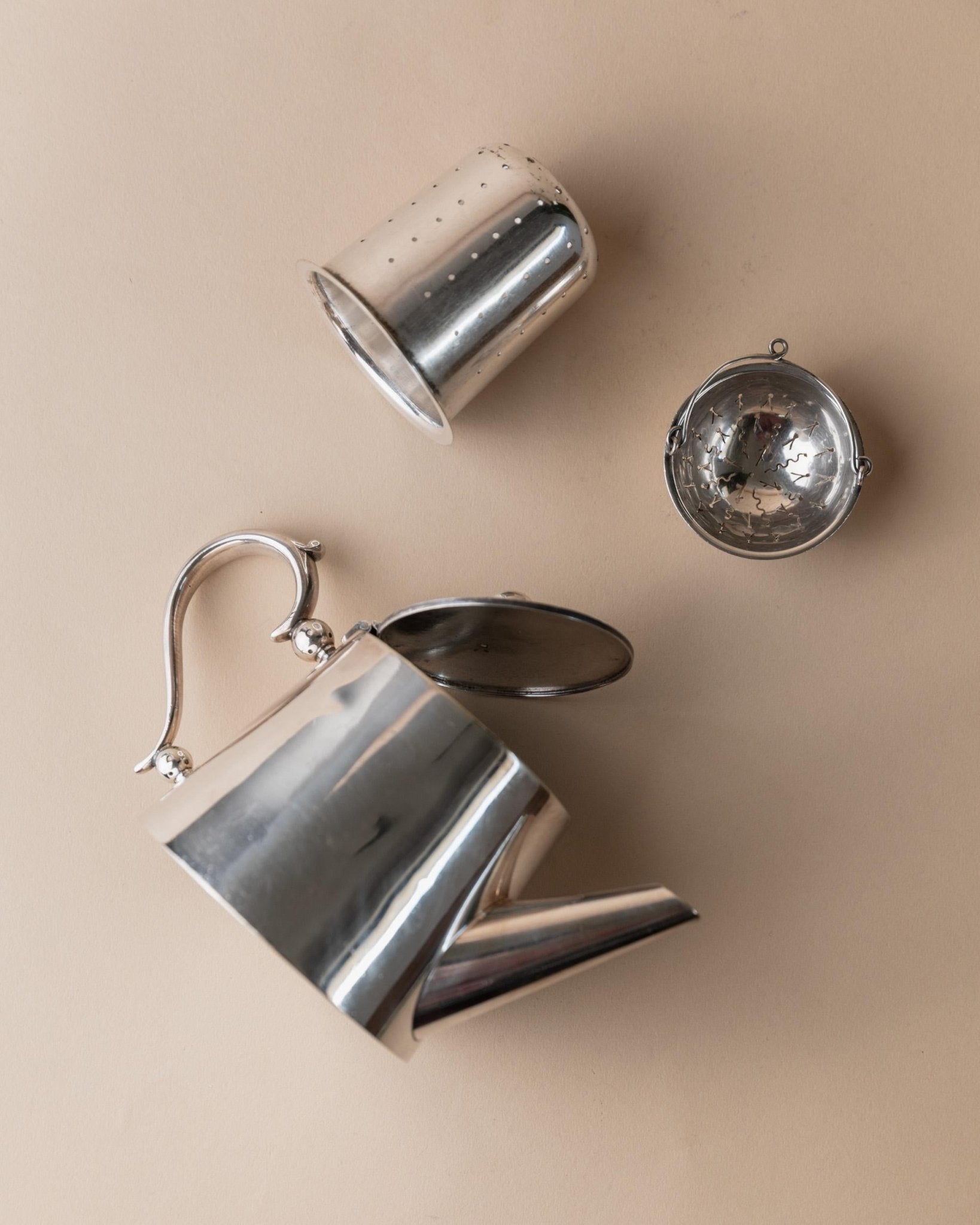 Vintage Silver - Plated Teapot with Tea Strainer - by Christofle Paris for Little Palace Hotel - France 1930s - Antique Hotel Silver, Gift_Bottega Jacobs