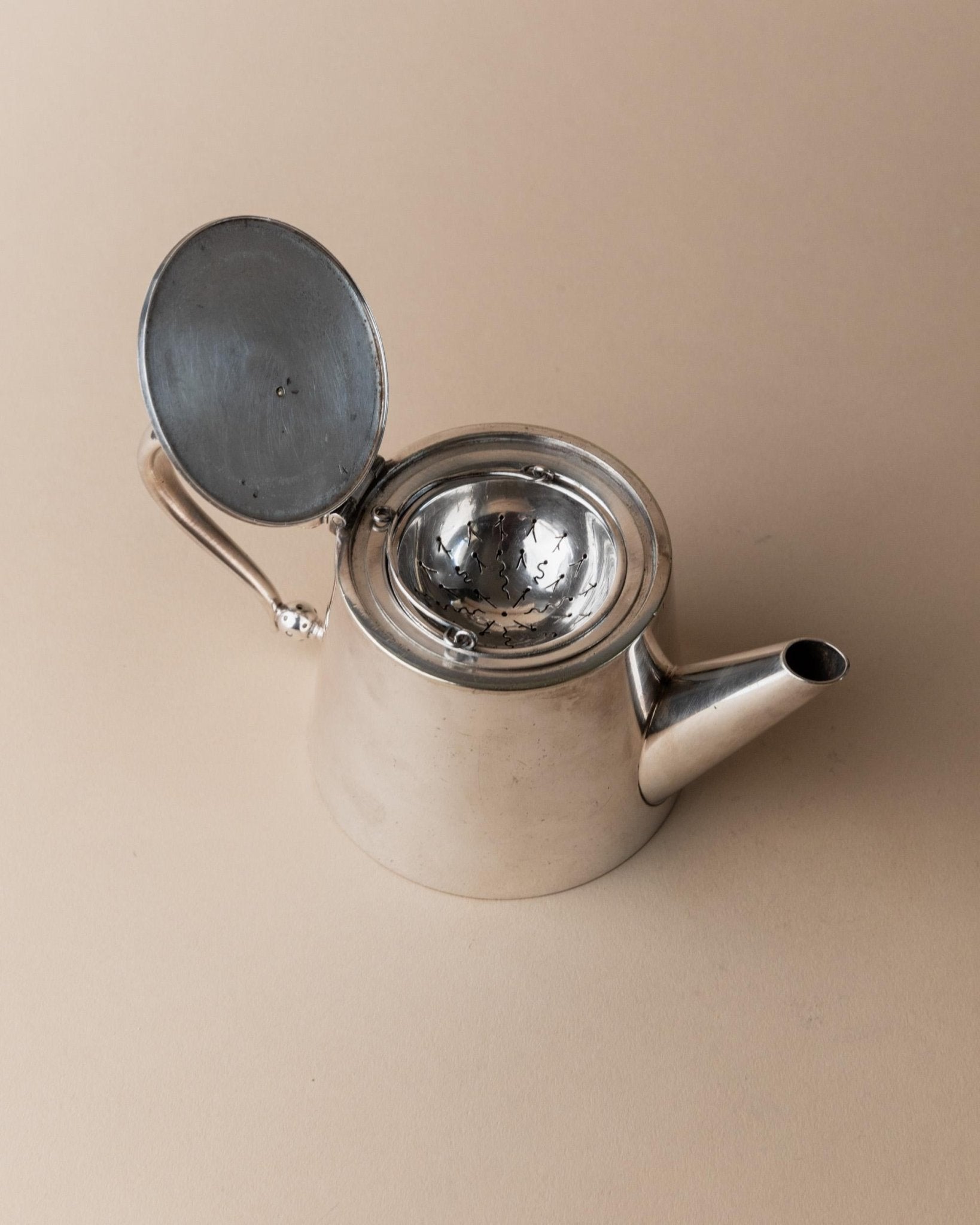 Vintage Silver - Plated Teapot with Tea Strainer - by Christofle Paris for Little Palace Hotel - France 1930s - Antique Hotel Silver, Gift_Bottega Jacobs
