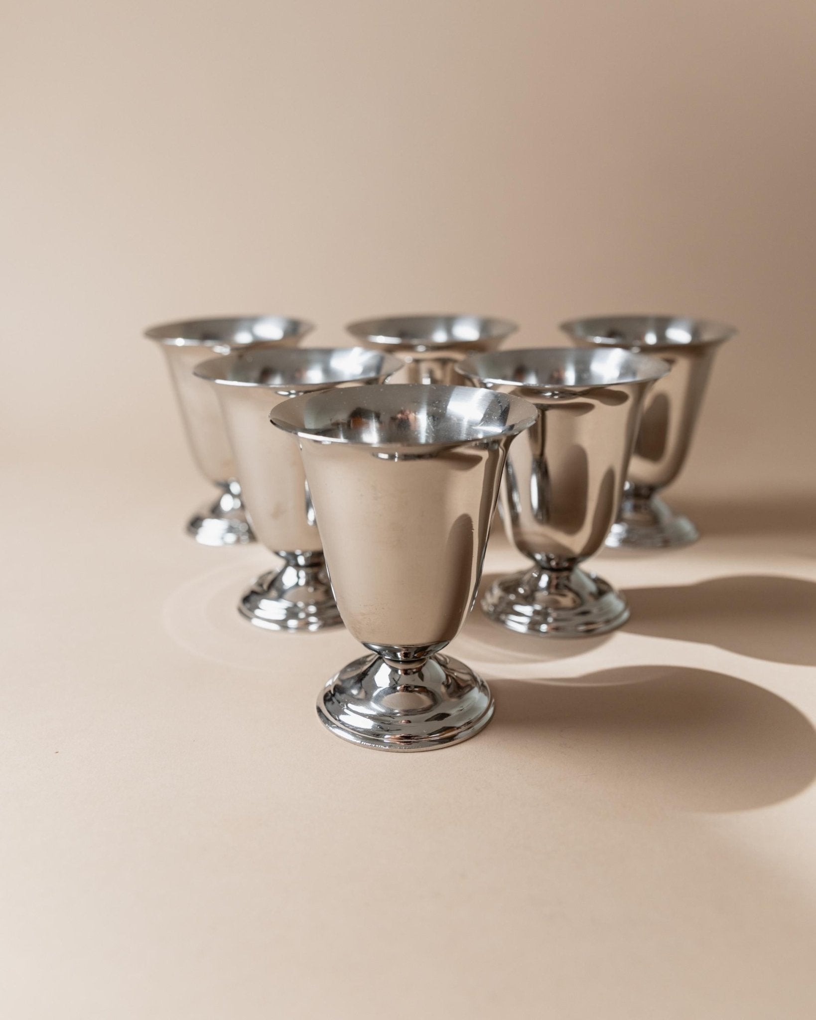 Vintage Stainless Steel Cups Set of 6 - For Wine, Dessert or Ice - Timeless Design Italy 1970s - Gift Idea, Table Decor, Dishwasher Safe_Bottega Jacobs