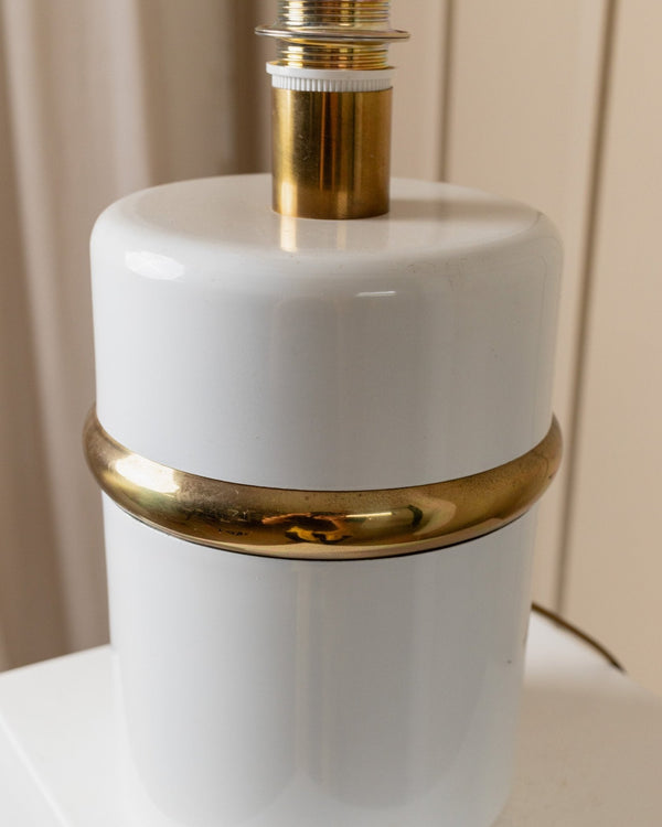 Vintage Table Lamp - white with golden accents, Italy 80s, Hollywood Regency, retro decoration, bedside lamp, vintage gift - Bottega Jacobs