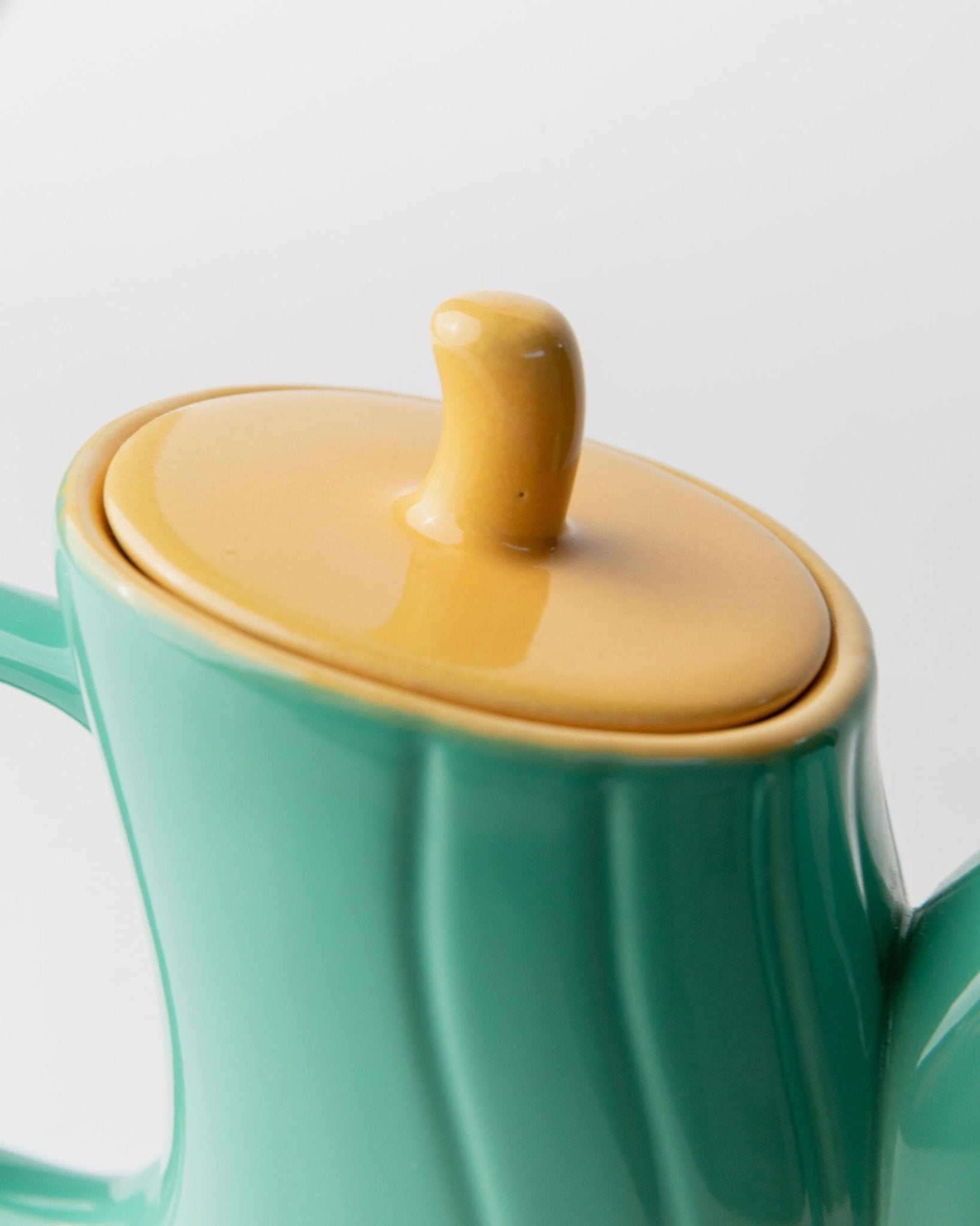Vintage Tea Pot by M. Iosa Ghini for Naj Oleari - Wiggly Design in Turquoise, Yellow Lid - Postmodern Memphis Style 1980s - Retro Gift Idea_Bottega Jacobs