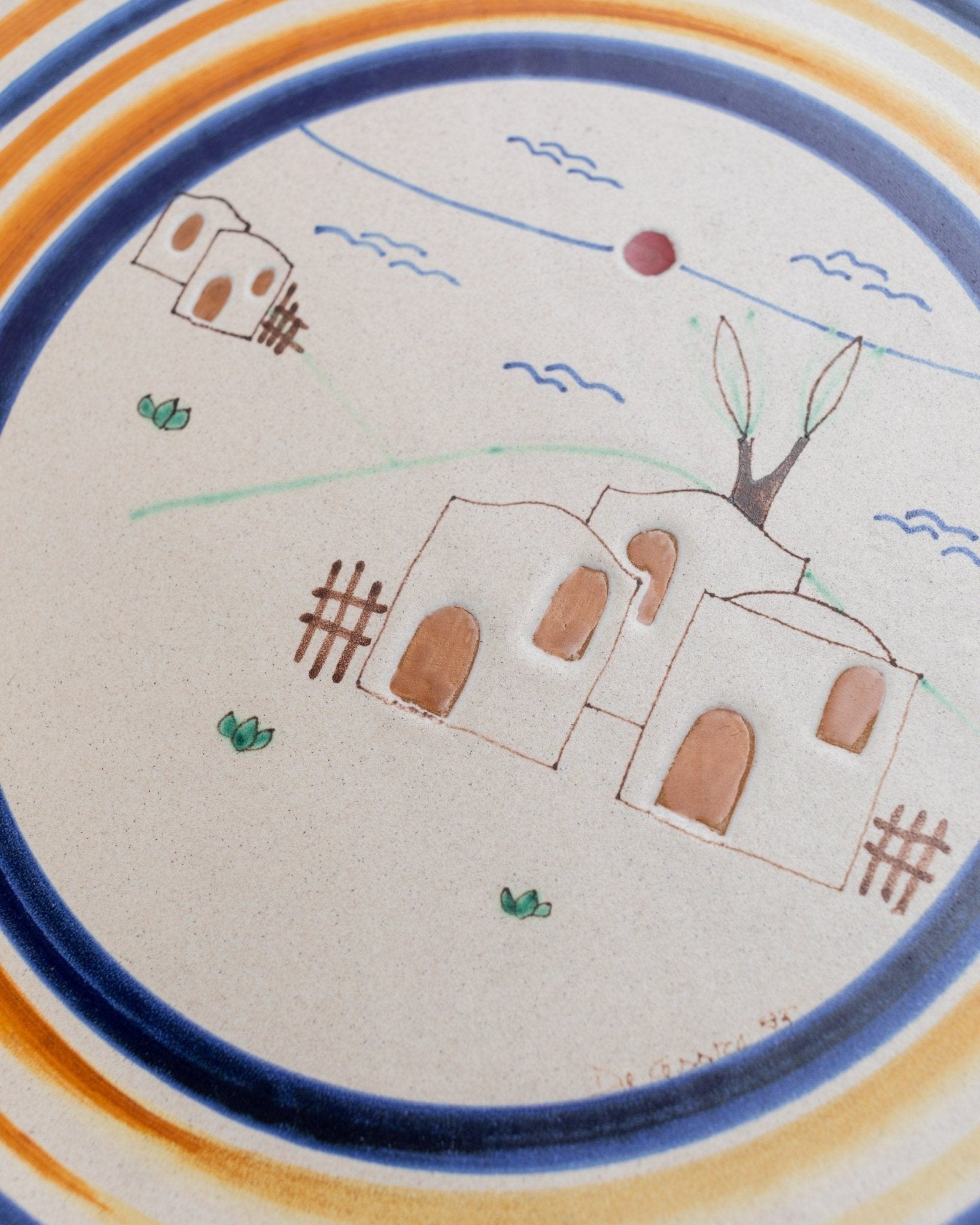 Vintage wall plate ceramic - hand painted plate decoration - Apulia Italy 1980s - Bottega Jacobs