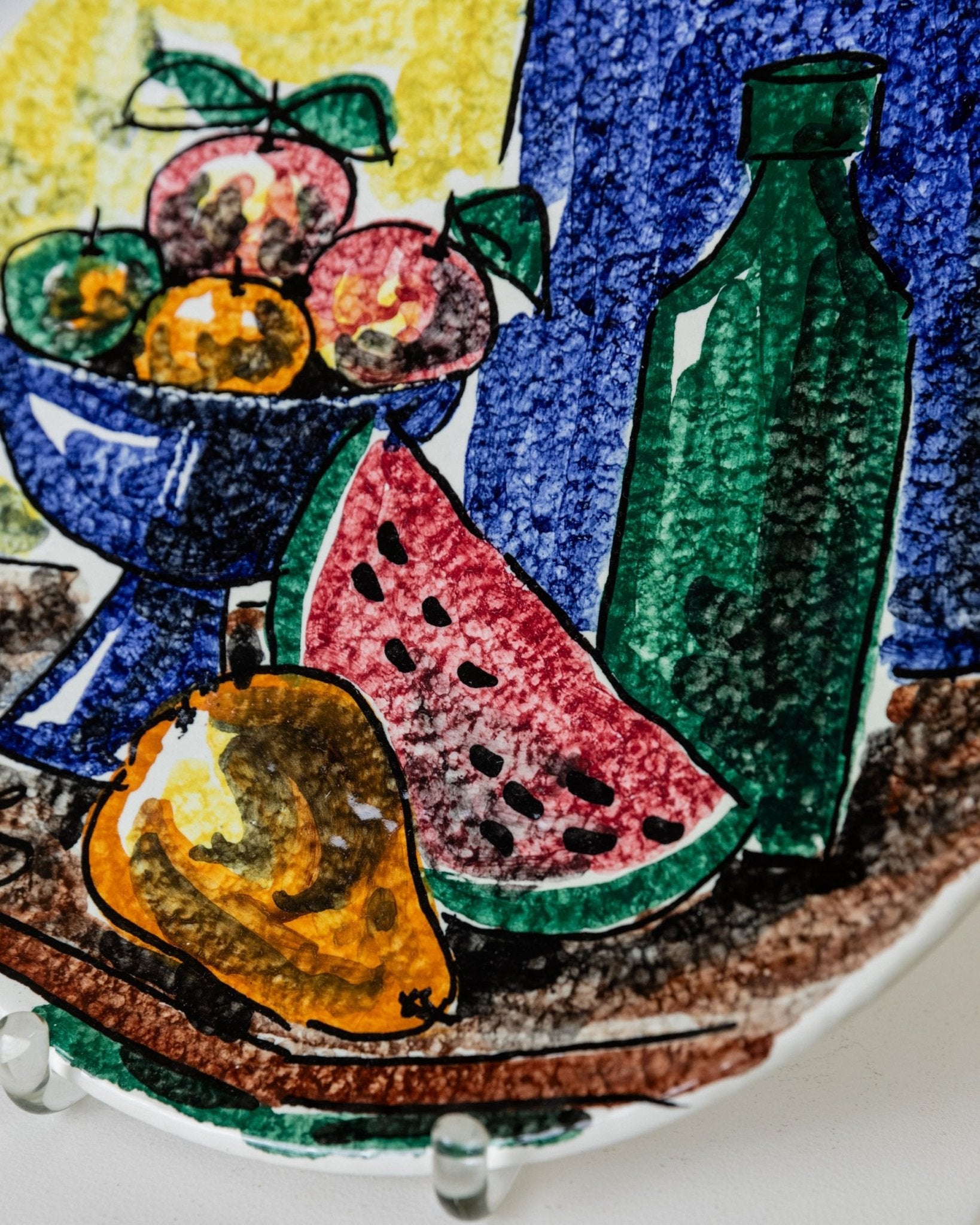Vintage wall plate/ collection plate ceramic - hand - painted motif fruits - Italy 1960s - retro decoration, gift idea noble - Bottega Jacobs