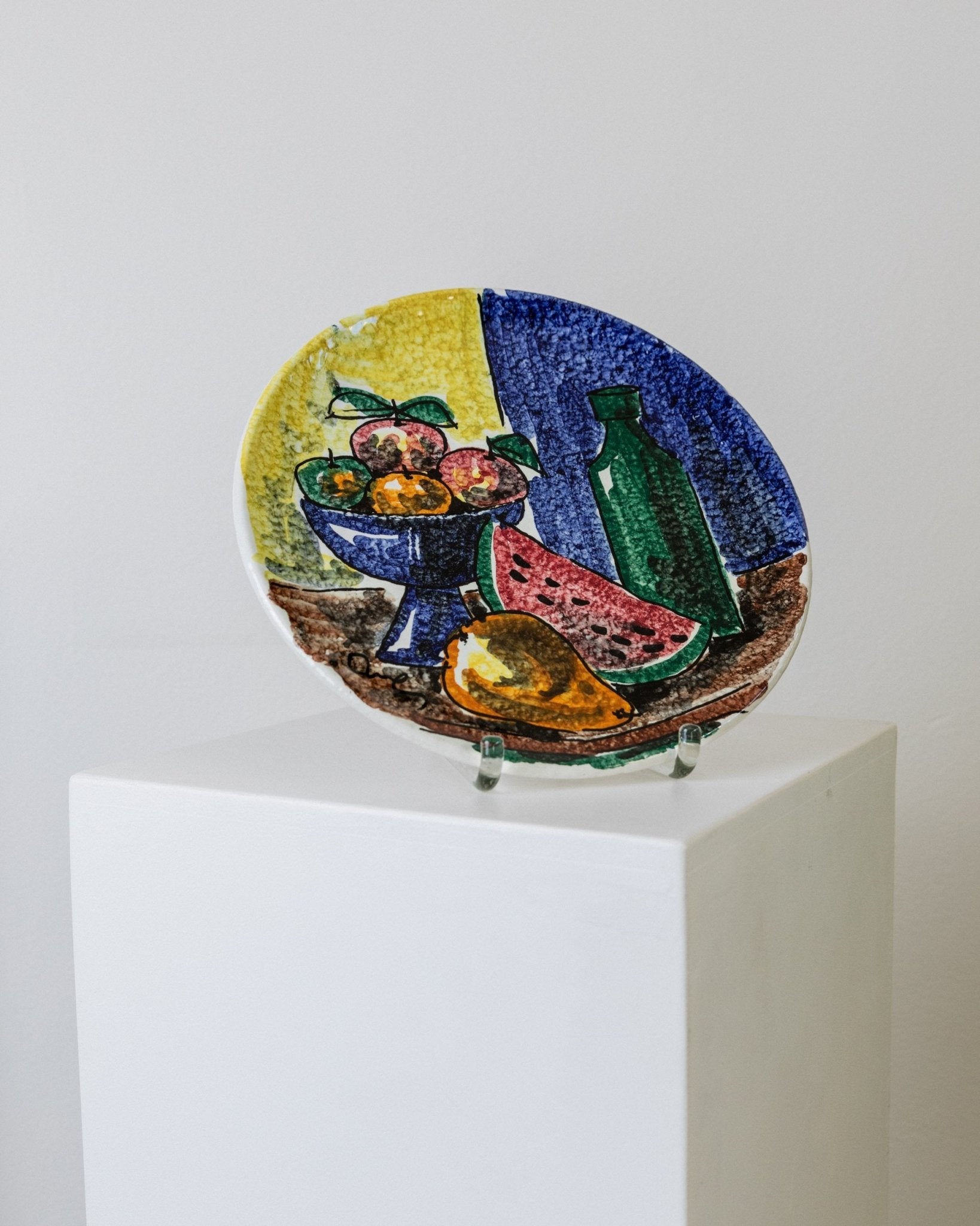 Vintage wall plate/ collection plate ceramic - hand - painted motif fruits - Italy 1960s - retro decoration, gift idea noble - Bottega Jacobs