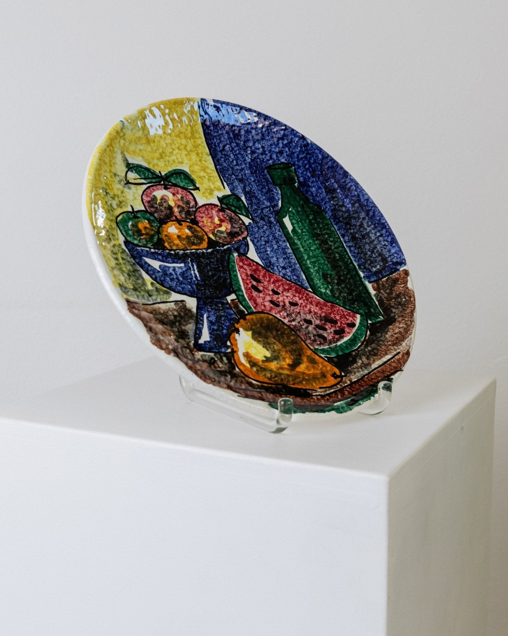 Vintage wall plate/ collection plate ceramic - hand - painted motif fruits - Italy 1960s - retro decoration, gift idea noble - Bottega Jacobs