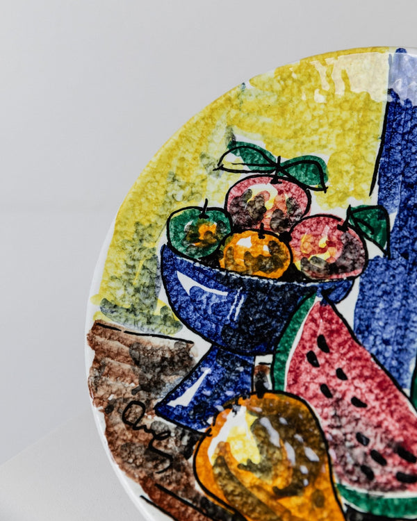 Vintage wall plate/ collection plate ceramic - hand - painted motif fruits - Italy 1960s - retro decoration, gift idea noble - Bottega Jacobs