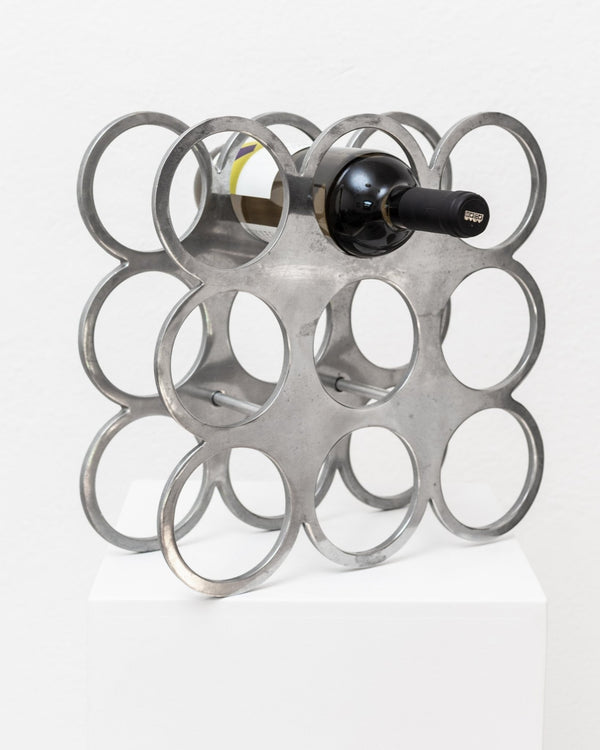 Vintage wine rack - made of metal for 9 bottles - Space Age Design - Italy 1970s - Bottega Jacobs