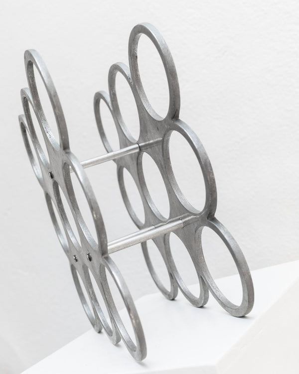 Vintage wine rack - made of metal for 9 bottles - Space Age Design - Italy 1970s - Bottega Jacobs