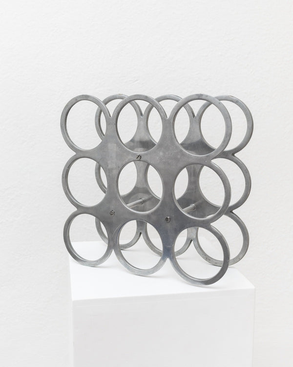Vintage wine rack - made of metal for 9 bottles - Space Age Design - Italy 1970s - Bottega Jacobs