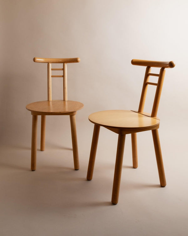 Vintage Wooden Chair - Minimalist Design Italy 1980s - Light Wood, Timeless Form, Japanese Style - Decorative, Gift Idea_Bottega Jacobs