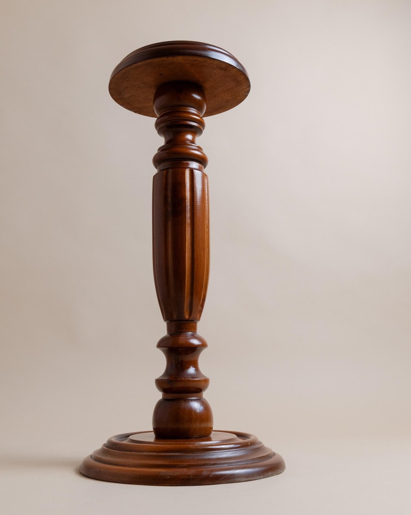 Vintage wooden flower stand, column table - solid wood handcrafted Italy 1960s, presentation of art, plants, vases - gift idea_Bottega Jacobs
