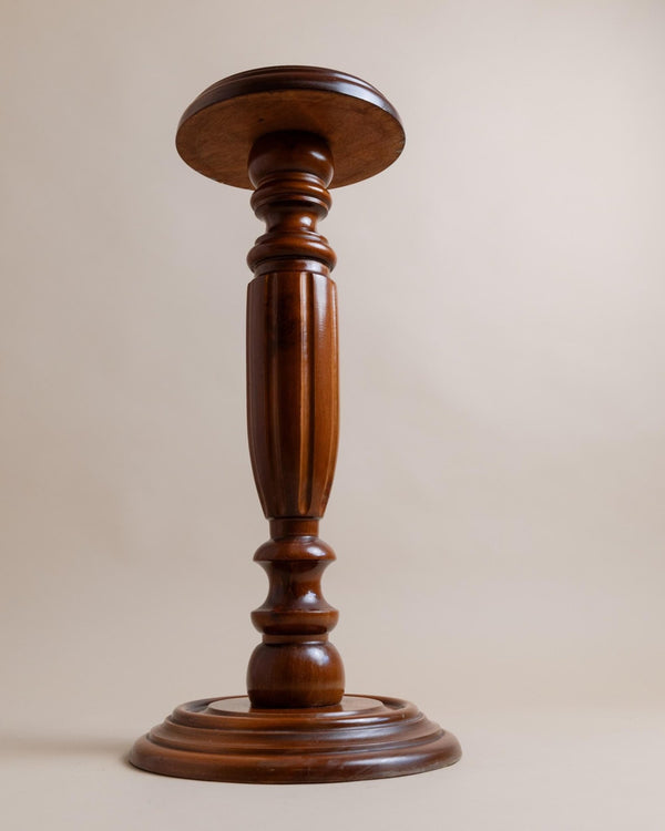Vintage wooden flower stand, column table - solid wood handcrafted Italy 1960s, presentation of art, plants, vases - gift idea_Bottega Jacobs