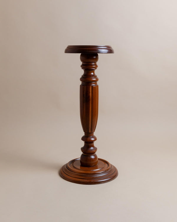 Vintage wooden flower stand, column table - solid wood handcrafted Italy 1960s, presentation of art, plants, vases - gift idea_Bottega Jacobs