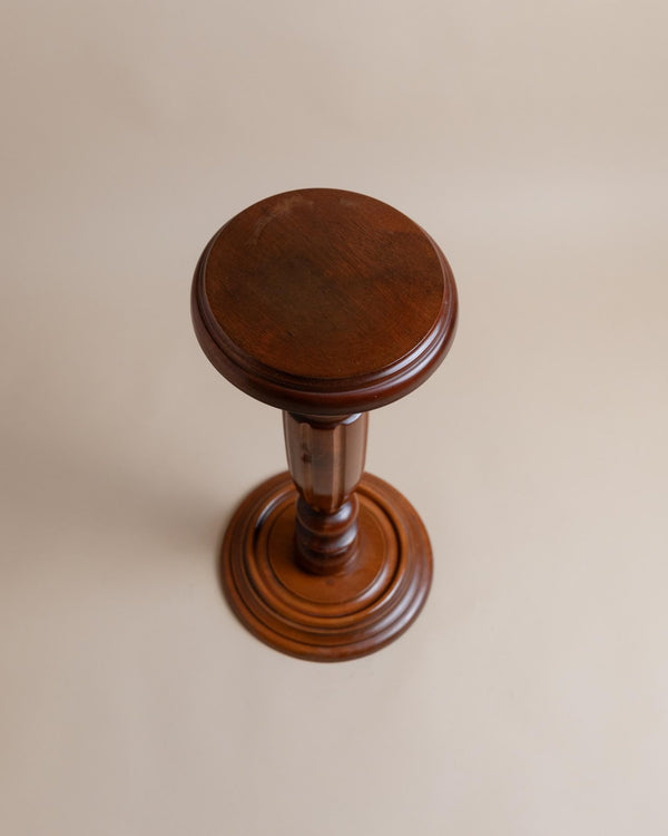 Vintage wooden flower stand, column table - solid wood handcrafted Italy 1960s, presentation of art, plants, vases - gift idea_Bottega Jacobs