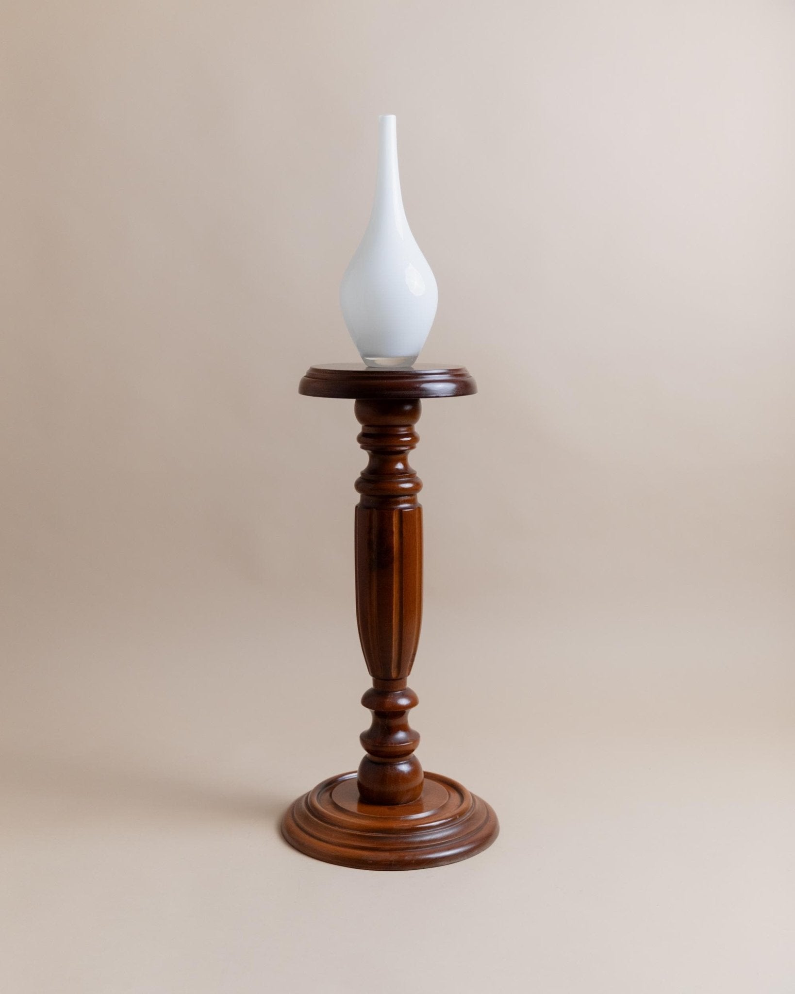 Vintage wooden flower stand, column table - solid wood handcrafted Italy 1960s, presentation of art, plants, vases - gift idea_Bottega Jacobs