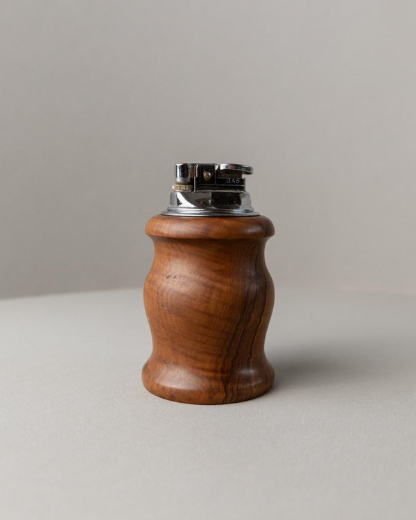 Vintage Wooden Lighter - Elegant Curved Table Lighter - Italy 1960s - Decorative Smoking Accessories, Gift Idea unique_Bottega Jacobs