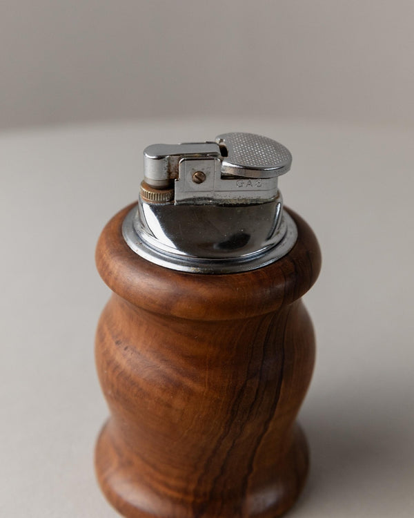 Vintage Wooden Lighter - Elegant Curved Table Lighter - Italy 1960s - Decorative Smoking Accessories, Gift Idea unique_Bottega Jacobs