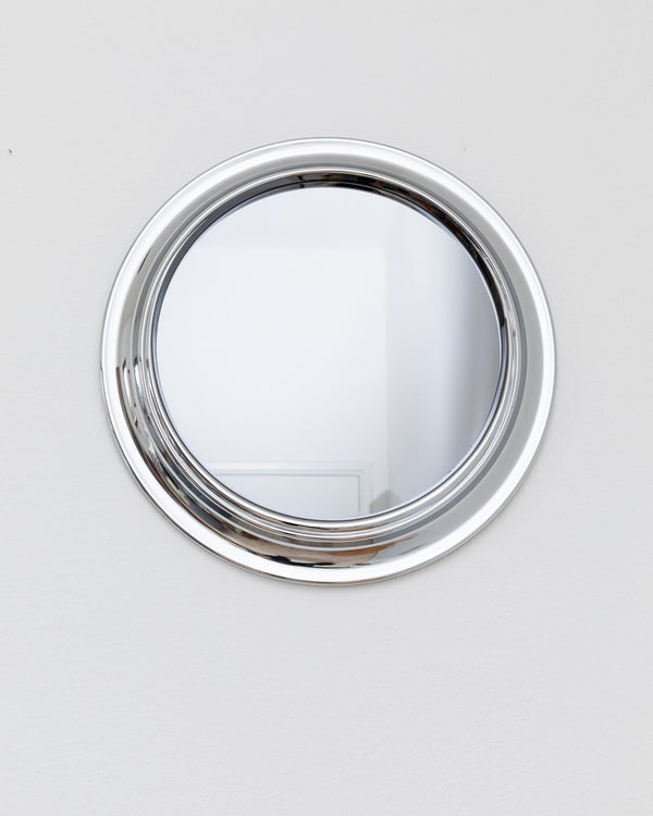 XL Chrome plated vintage wall mirror - Round mirror with smoked glass - Space Age Design - Italy 1960s - Bottega Jacobs