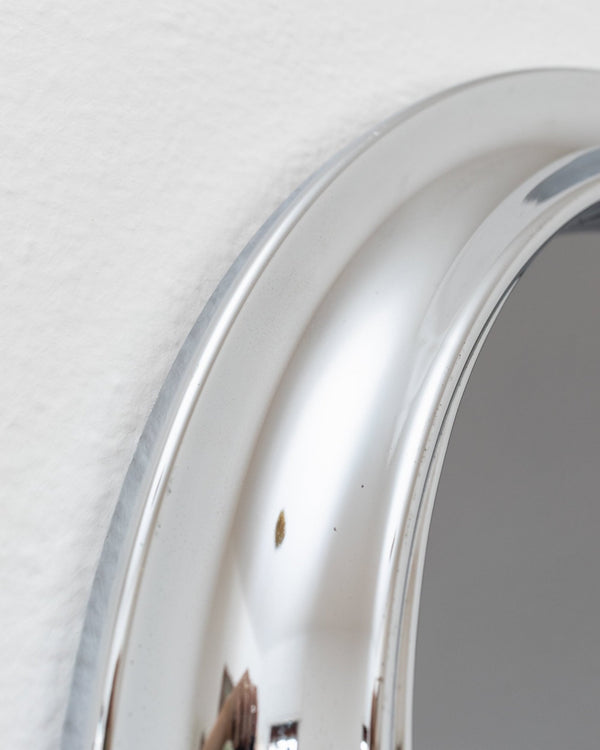 XL Chrome plated vintage wall mirror - Round mirror with smoked glass - Space Age Design - Italy 1960s - Bottega Jacobs