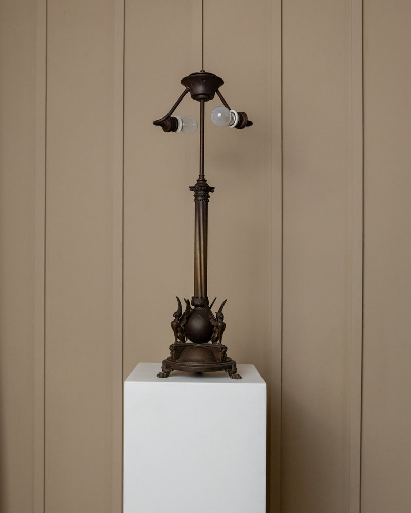 XL Empire Metal Table Lamp - 1910s, classic design, mystical shapes, vintage gift, desk lamp, Italy, animal motif - Bottega Jacobs