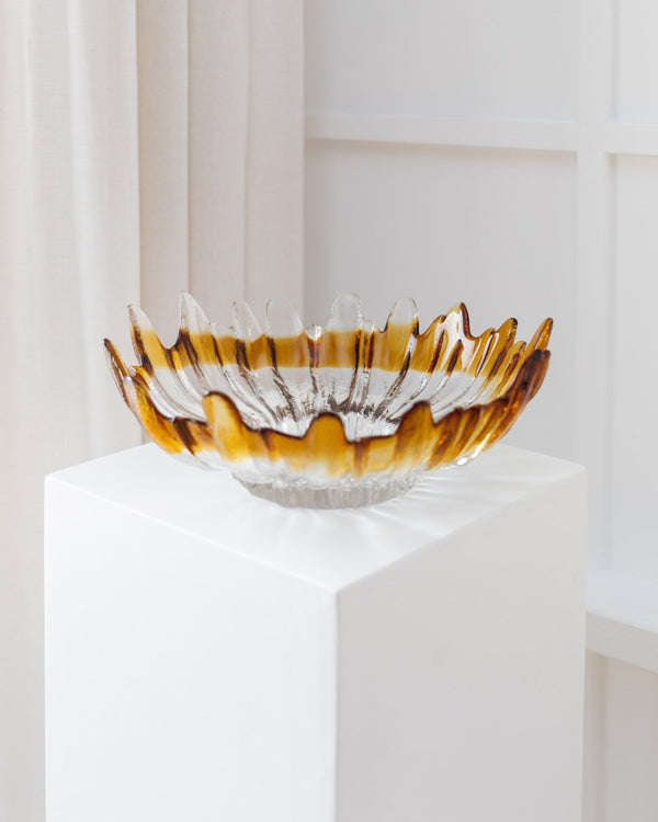 XL Finnish vintage glass bowl - Humppila era - Mid century design - 1970s - Bottega Jacobs