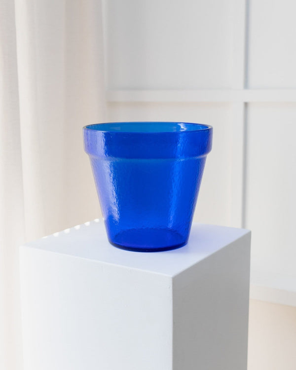 XL Flowerpot made of blue glass - Mid Century Design - Italy - 1970s - Bottega Jacobs