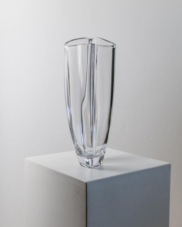 XL Vintage Murano Glass Vase Wavy Shape - Clear Glass, Heavy - Timeless Design Italy 1980s - Classic Flower Vase, Elegant Gift Idea_Bottega Jacobs
