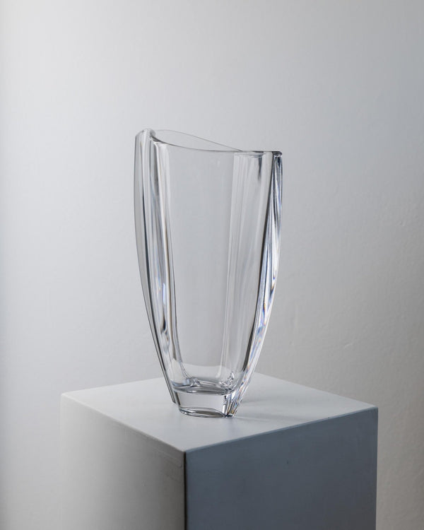 XL Vintage Murano Glass Vase Wavy Shape - Clear Glass, Heavy - Timeless Design Italy 1980s - Classic Flower Vase, Elegant Gift Idea_Bottega Jacobs