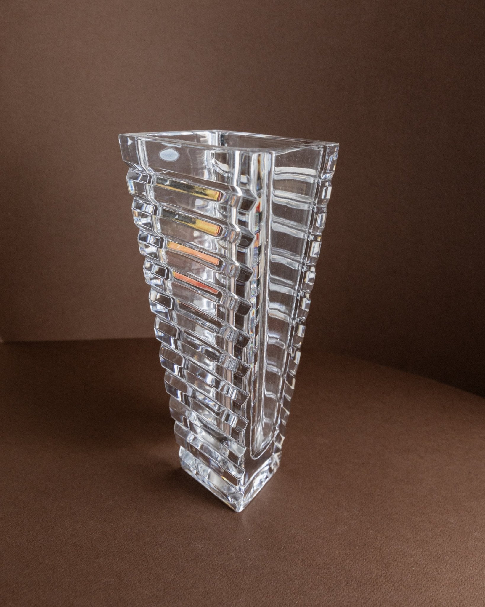 XL vintage Rogaska vase crystal glass - Conical Mid Century vase - made in Italy - 1980s_Bottega Jacobs