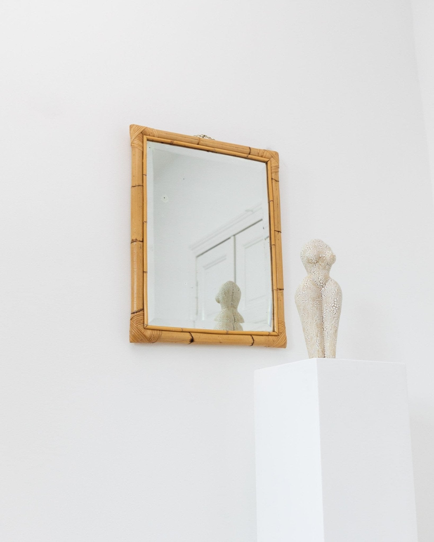 XL wall mirror made of bamboo wood - made in Italy - McM 1940s - Bottega Jacobs