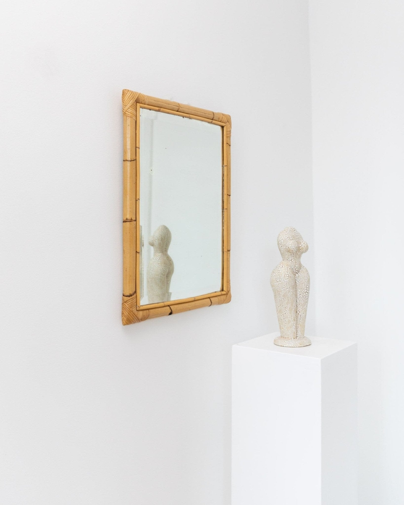XL wall mirror made of bamboo wood - made in Italy - McM 1940s - Bottega Jacobs
