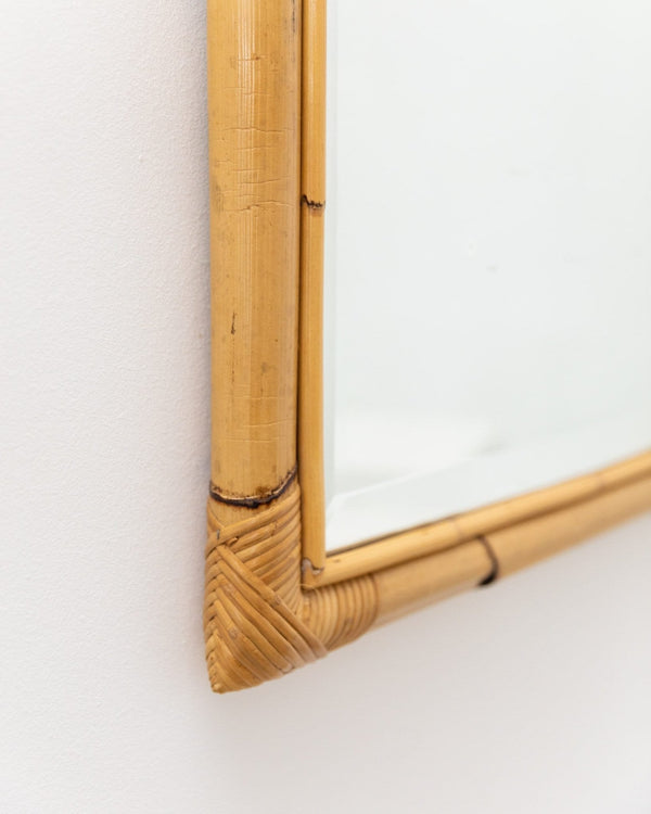 XL wall mirror made of bamboo wood - made in Italy - McM 1940s - Bottega Jacobs