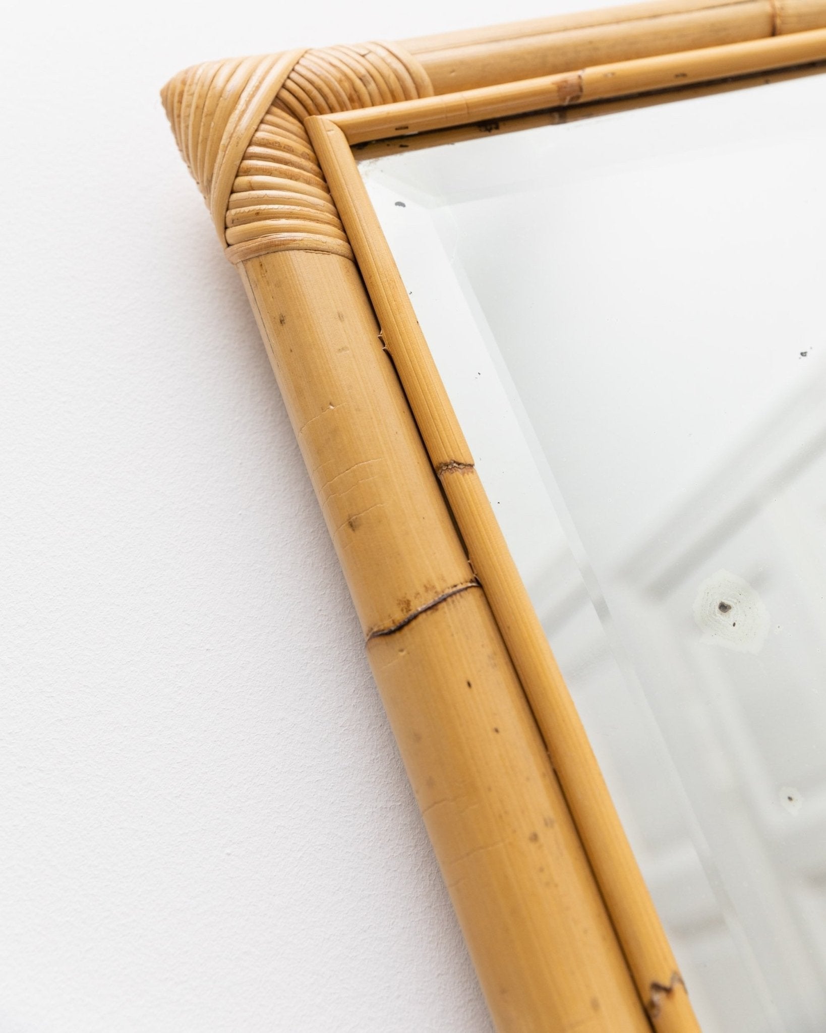 XL wall mirror made of bamboo wood - made in Italy - McM 1940s - Bottega Jacobs