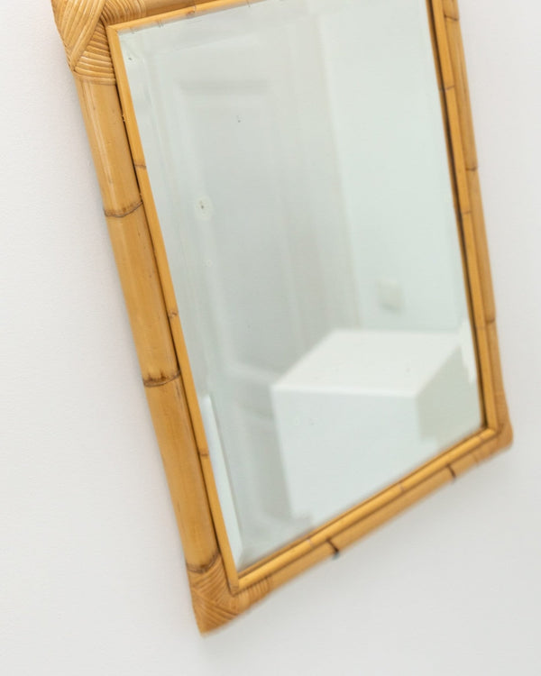XL wall mirror made of bamboo wood - made in Italy - McM 1940s - Bottega Jacobs